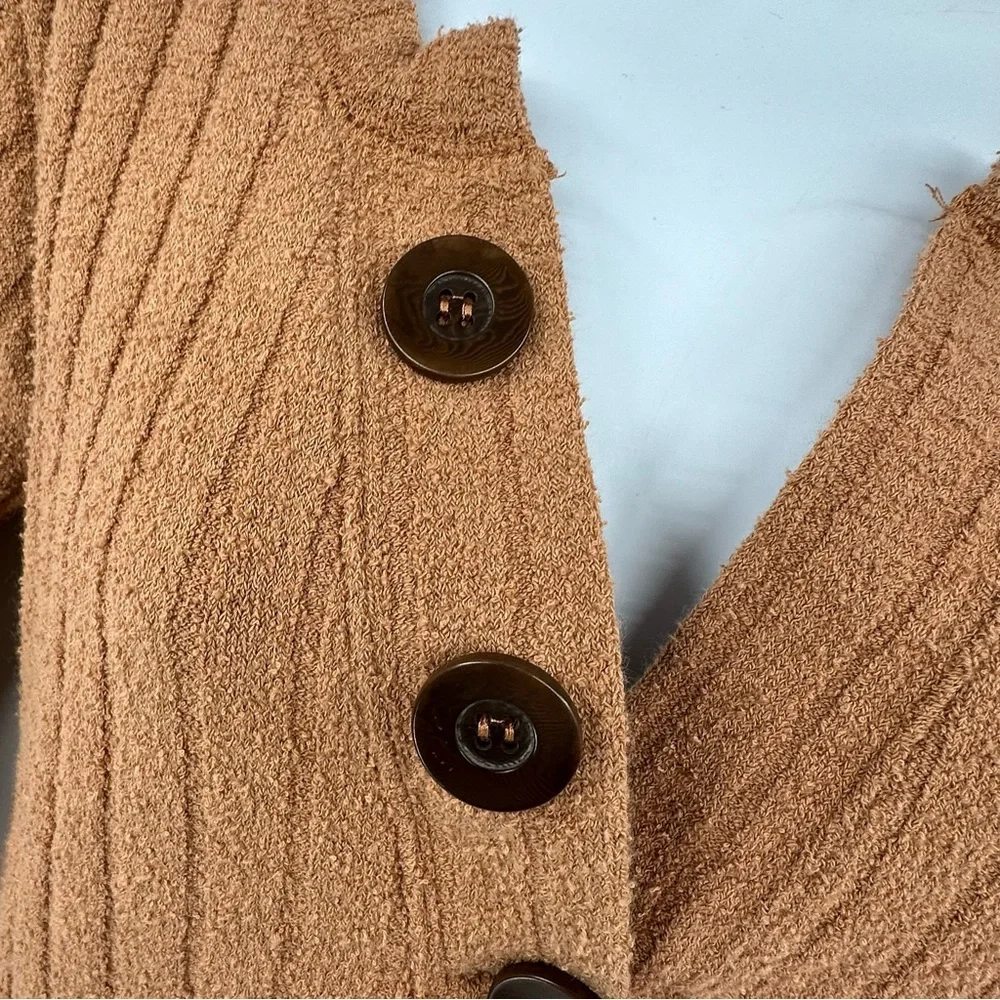 Free People We The Free Tan Oliver Ribbed Henley Top Size Medium